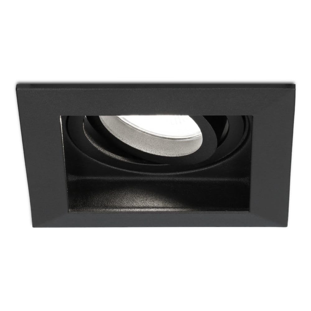 HOFTRONIC - LED Einbaustrahler 230V Eckig Schwenkbar Dimmbar Schwarz Extra Kaltweiß 6er set Deckeneinbauleuchte 6x345lm Einbauspots GU10 - Deckeneinbaustrahler, Wohnzimmer und Büro