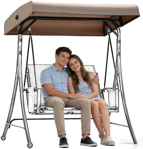 Outdoor Swing Replacement Canopy Cover - Durable 2-3 Seater Bench Glider Shade for Garden, Patio, Yard, Porch - Weather-Resistant, UV Protection