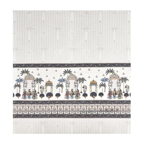 Image of 240 TC 100% Cotton Bedsheet for Double Bed King Size with 2 Pillow Covers | Breathable & Super Soft Rajasthani Sanganeri Jaipuri Printed Bed Sheet -100 * 108 Inches (Jaipur Gharana)