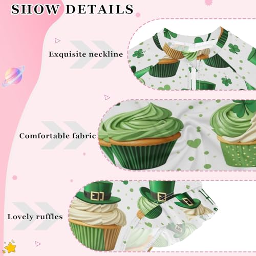 St Patricks Cupcakes One Piece Girls Swimsuit Rashguard Quick Dry Bathing Suit Kids 3T4