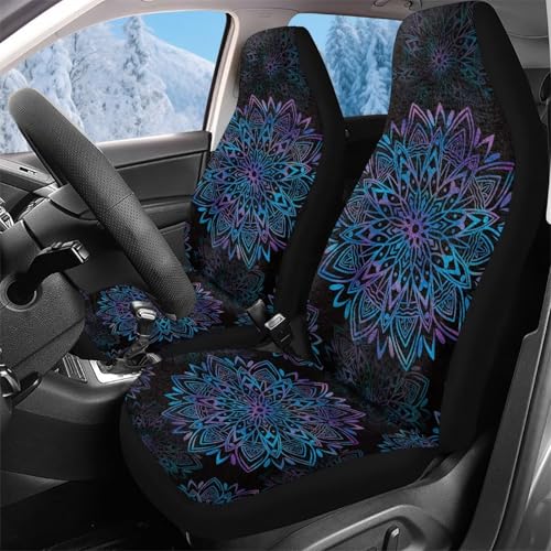 Housse de sieges auto universelle avant souple 52x138cm motif mandala pour voiture