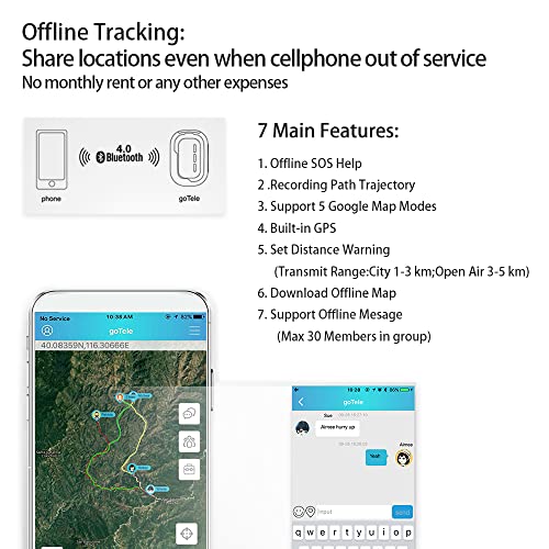 GoTele GPS Tracker - Wander & Outdoor Gerät für Jagd, Kinder und Haustiere - Echtzeit-Tracking, SOS, Geo-Zaun, Kein Netzwerk Erforderlich (2 Pack)