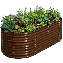 SnugNiture 36" Tall Raised Garden Bed 8x4x3 ft Oval Elevated Planter Box for Vegetables, Herbs, Flowers Waist-High Ergonomic Design, No Bending Needed, Galvanized Steel Construction