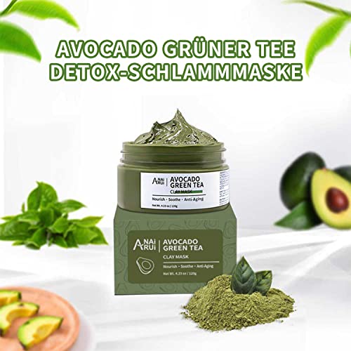 ANAiRUi Tonerde Gesichtsmaske mit Avocado Grüntee Schlamm - Matcha Lehm Maske - feuchtigkeitsspendend, porentief… - Image 7