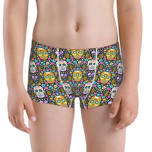 Boys' Cotton Boxer Brief Soft Underwear-Sugar Skulls