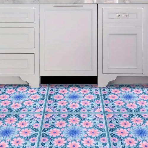 Image of Moroccan Tile Stickers | Waterproof Self Adhesive Peel & Stick Tile Decals for Kitchen Backsplash, Bathroom Wall, Floor, Furniture & Glass (4x4 Inch, Design 59)
