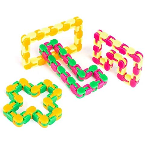 Neliblu Wacky Tracks Snap and Click Fidget Toys for Sensory Kids - ADHD, Autism, Stress Relief Therapy - Keeps Fingers Busy and Minds Focused - Snake Puzzles, Assorted Colors (Pack of 4) Cover