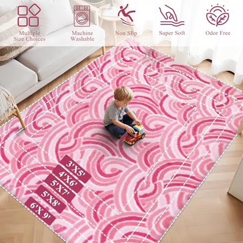 Tapete Rosa Peludo Suave 4x6 Ft para Niñas miniatura 7