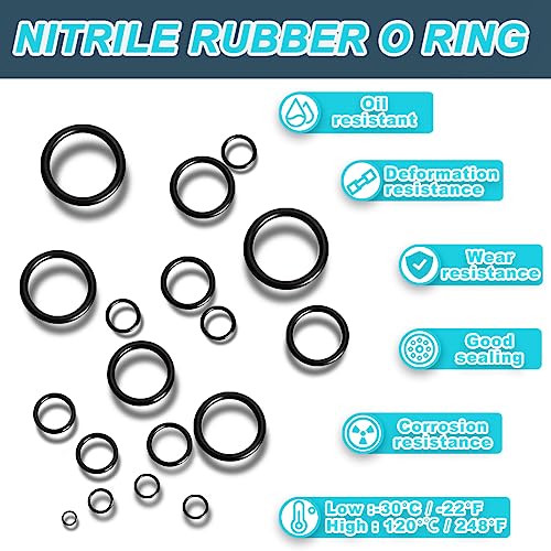 KEZE 788 Pcs SAE Rubber O Ring Assortment Kit Buna-N 70A 24 Size USA Standard Inch O Rings Set for Assort Faucets Plumbing Hydraulics Hose Repairs with O Ring Hook and Pick