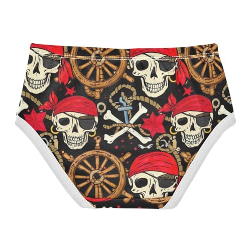 Cotton Toddler Underwear Custom Nautical Pirate Skulls Red Black Girl Panties Cute Durable Underpants Briefs 2t2