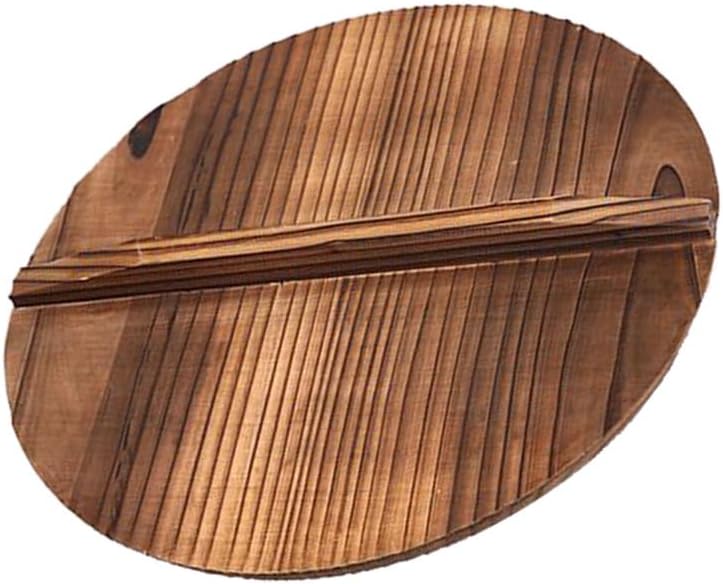 11.81 Inch Wooden Pot Cover Anti Oil Splashing Lid for Wok and Pan Large Handle Steam Retention Anti-Scald Cooking Tool for Kitchen Use