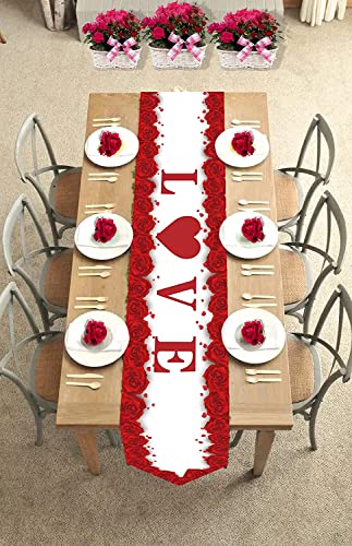 Crazy Man Valentine’s Day Table Runner,Valentine’s Day Decorations，Love Valentine’s Day Party Decorations,Valentine’s Day Red Heart Table Table Covers,Valentine’s Day Table Tablecloth #TOP2