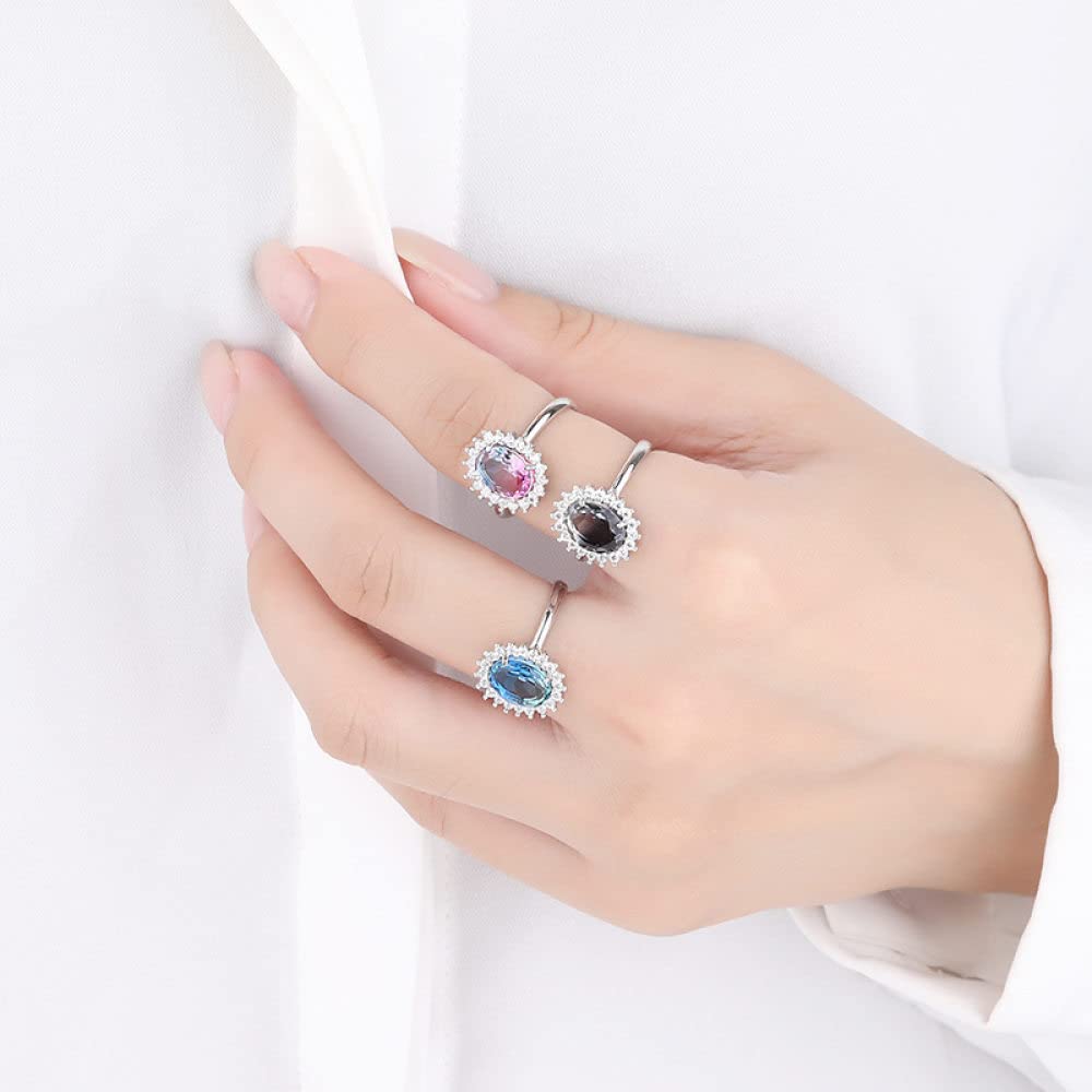 HGJH Verstellbarer Ring, 925 Sterling Silber Runde Lila Verstellbare Ringe Einzigartige Eleganz Temperament Verstellbare Ringe Edelstein Energie Charme Hochzeit Schmuck Geschenke Für Männer Damen