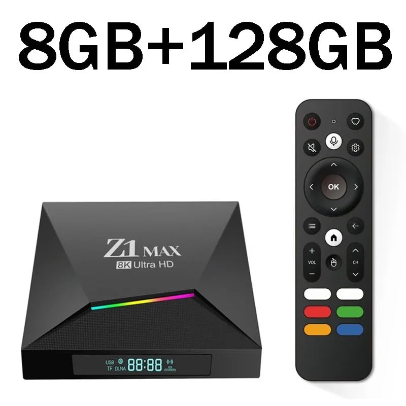 Z1 MAX Ultra HD Android TV Box – Android 15, 4G, Allwinner H618, 8GB 128GB, 8K 4K UHD, WiFi Dual 5G/2.4G, Bluetooth 5.0, Telecomando Vocale