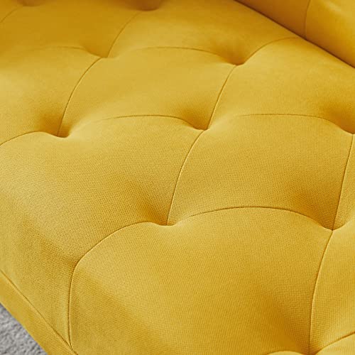 Eafurn Yellow Futon Couch,Convertible Sleeper Sofa Bed Daybed With 2 Cup Holders Square Armrest, Button Tufted Folding Sofa & Couches For Compact Space, Apartment, Office, Living Room #TOP6