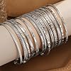 IFKM Silver Bangles Bracelets For Women, Silver Multi Layer Stackable Open Bracelet Set, Elegance Trendy Charms Non Tarnish Minimalist Textured Boho Jewelry Gift for Women #4