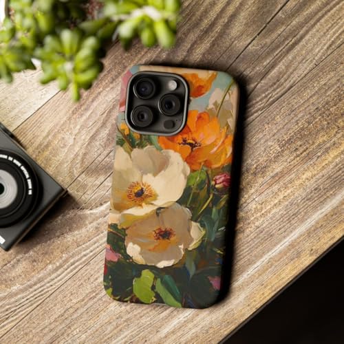 Coque rigide mate iPhone 15 Pro Max peinture florale de luxe - 3