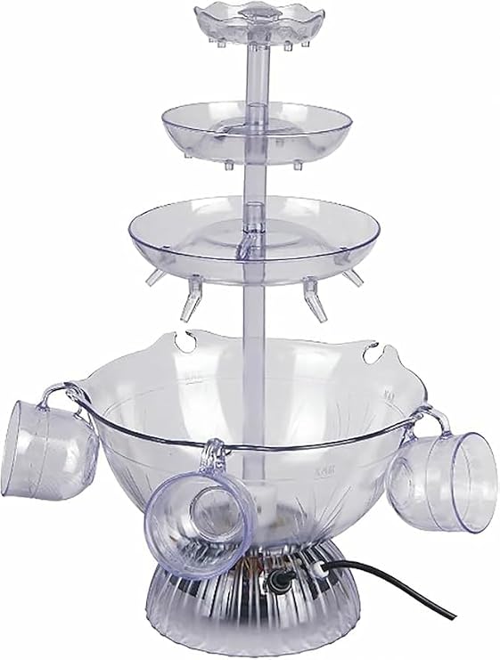 3-Tier Electric Cocktail Fountain Drink Machine,1.5 Gallon Beverage Dispenser with 5 Cups Party Red Wine Fountain with LED Base for Parties, Weddings and Celebrations