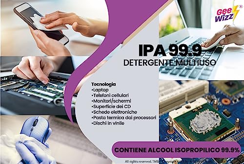 Gee-Wizz Ipa 99,9 | Isopropanolo - Alcool Isopropilico 99,9% | 2X5L | Detergente Alcol Per Pulizia Casa, Ufficio, Elettronica, Pulizia Delle Resine Stampa 3D, Vasche Ultrasuoni, Multiuso - 4