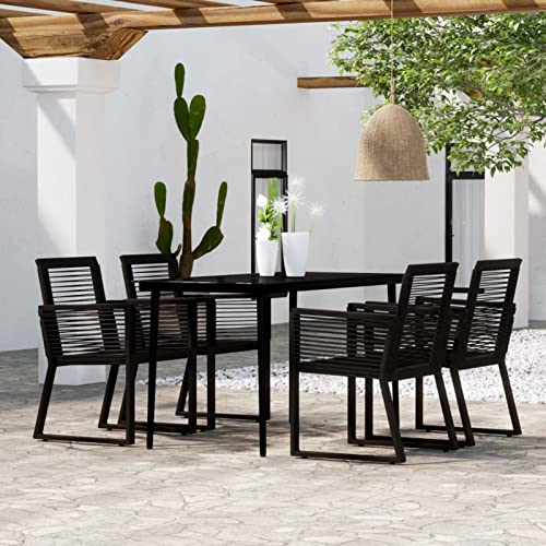 Festnight Gartenmöbel Set 4 Stühle mit Tisch Gartenmöbel Set 4 Personen Terrassenmöbel Außen Sitzgruppe Outdoor Gartentisch mit Stühlen Set Garten Essgruppe Wetterfest Gartengarnitur PVC Rattan