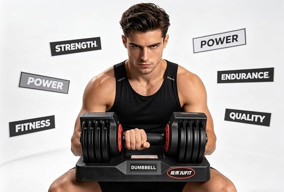 Single Adjustable Dumbbell (12kg / 26.5lbs) – Premium Quick-Change Weight Set with Base, Space-Saving Smart Dial System for Home Gym, Full Body Strength Training for Men & Women