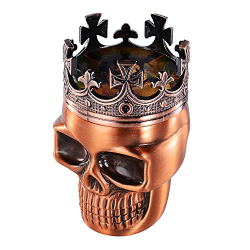 LIHAO Herb Grinder King Skull Alter gekrönter König Schädel Pollen Crusher für Spice,Kaffee,Herb,Kraeuter,Gewürze(Rot Bronze)