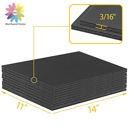 Mat Board Center, Acid Free Foam Boards 11 X 14 Inch, Black Foam Core, 10 Sheets #TOP1