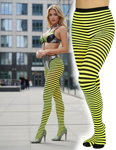 Image of ToBeInStyle Women's Thin Horizontal Stripe Opaque Tights Pantyhose - Regular or Plus