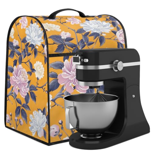 Coffee Maker Cover Yellow Peony Kitchen Appliance Covers Small Appliance Covers Blender Cover Juicer Cover Dust Covers for Kitchen Appliances with Top Handle and Pockets,Washable,B381