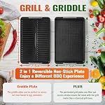 Indoor Grill,Smokeless Electric Grill,1200W Korean BBQ Grill with Non-stick Removable Grill Plate & Griddle Plate,LED Smart Display & Tempered Glass Lid,Adjustable Temperature,Black