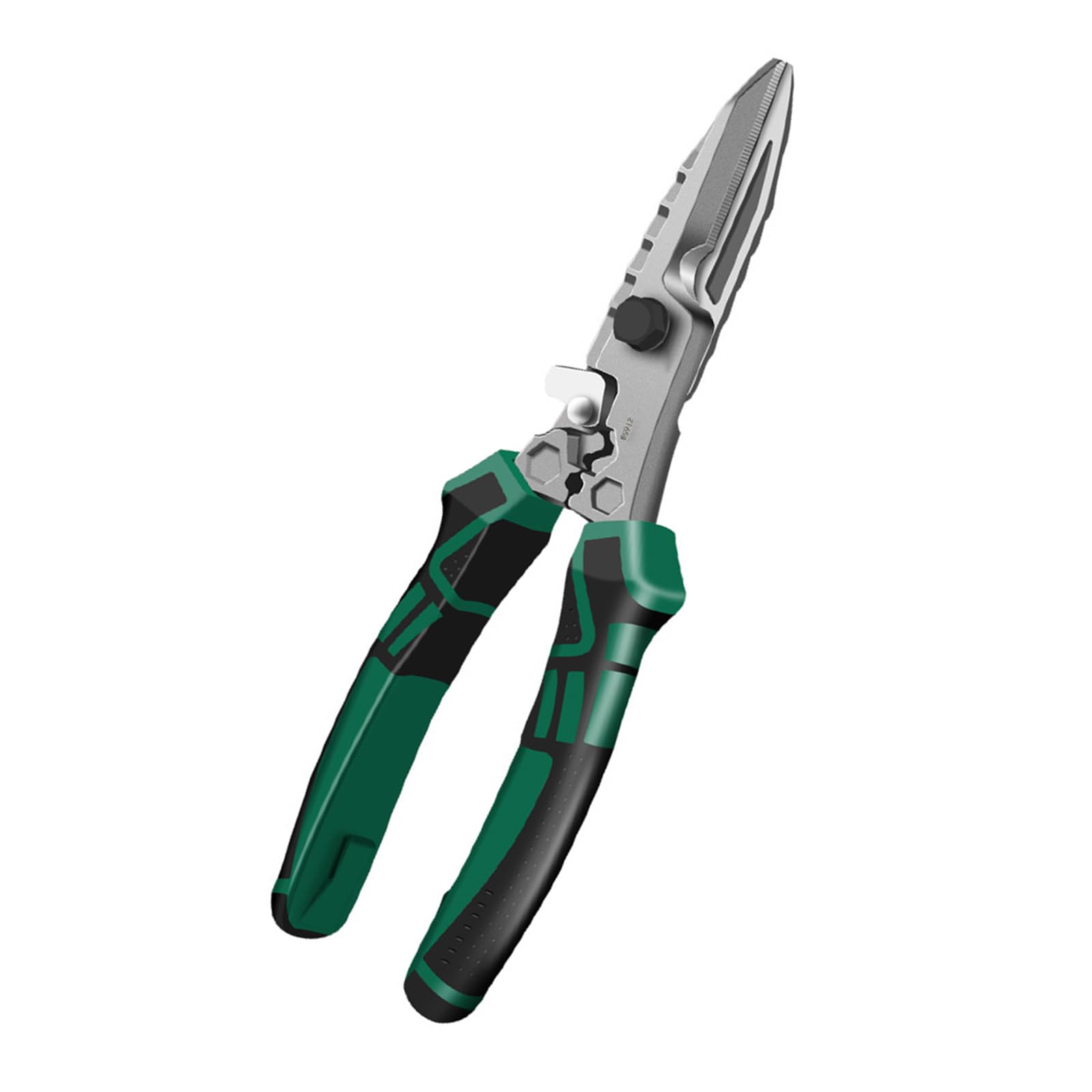 Duty Tin Snips Pliers Tool with Integrated Crimper Ergonomic Grip Serrated Heavy Duty Serrated Tin Snips