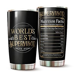 Kozmoz Inspire World’s Best Supervisor Tumbler 20Oz – Supervisor Nutrition Facts Tumbler – Funny Supervisor Gift for Women, Men, Manager, Coworker