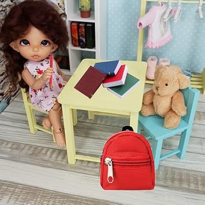ONEST 31 Pieces Dolls Accessories Include 10 Pieces Mini Doll Backpacks Cute Zipper Bags and 21 Pieces Mini Doll Books