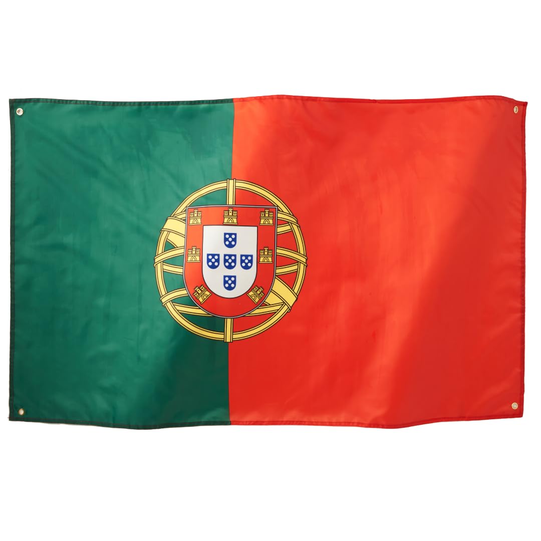 Runesol Portugal National Flag 3x5, 91x152cm, Bandeira de Portugal 4 Grommets, Brass Eyelet in Every Corner