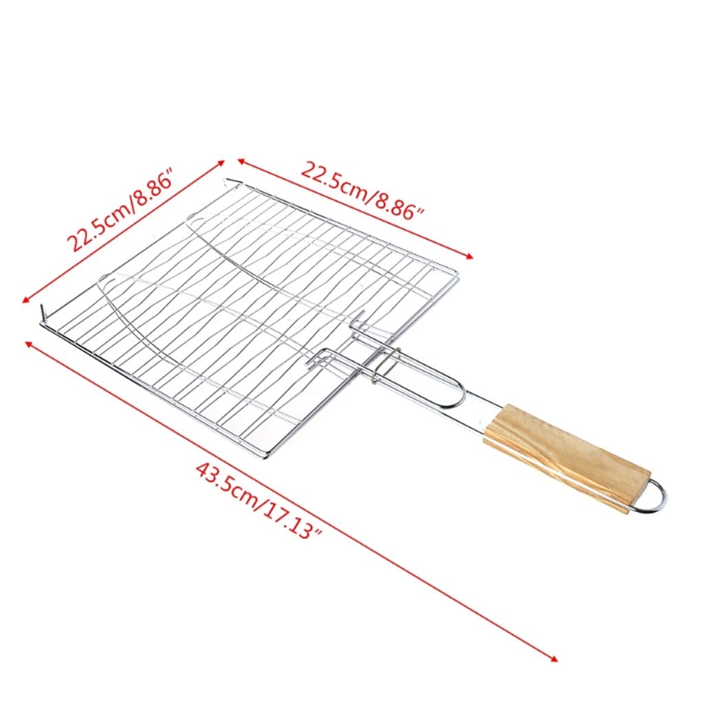 RWRAPS Griglia per Barbecue Griglia per Barbecue Rete per Barbecue Manico in Legno Carne Pesce Verdura Utensili per Barbecue Accessori per griglia Raddoppia Il Comfort