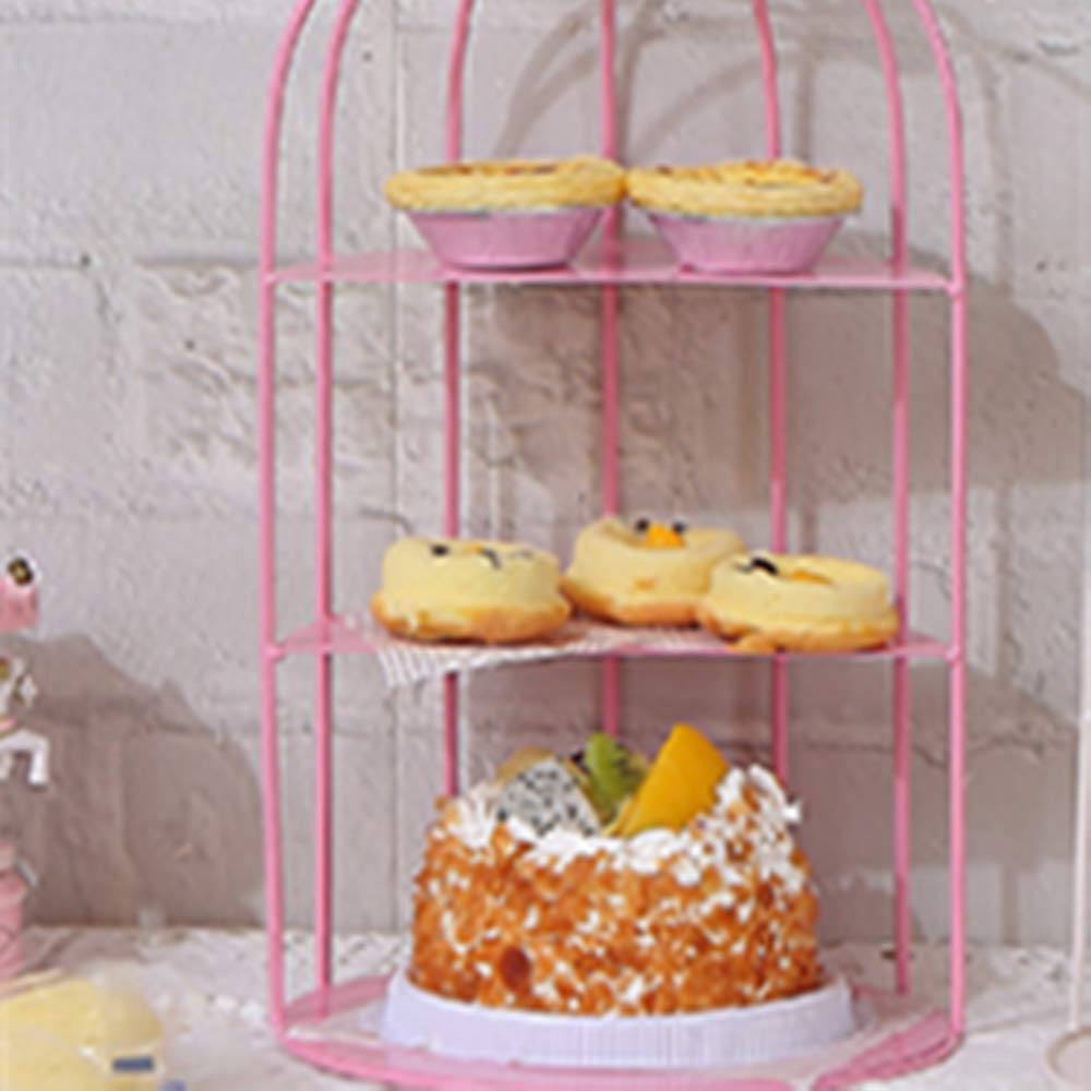 Amazon｜ピンクの鳥かごケーキスタンドの金属素材は錆びにくく、お