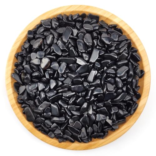 Image of WAYBER 2 Lbs /920g Black Obsidian Quartz Crystal Stones Irregular Decorative Rocks Aquarium Pebbles Gravels for Fish Turtle Tank /Succulent Plants /Air Plants Decoration (Fill 2 Cups)