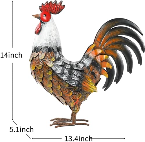 Kircust-Garden-Rooster-Statues-Sculpture-Metal-Chicken-Animal-Yard-Art-Lawn-Ornament-Figurines-Artwork-for-Outdoor-PatioBackyard-and-Home-Kitchen-Decoration Kircust Garden Rooster Statues Sculpture Metal Chicken Animal Yard Art Lawn Ornament Figurines Artwork for Outdoor PatioBackyard and Home Kitchen Decoration