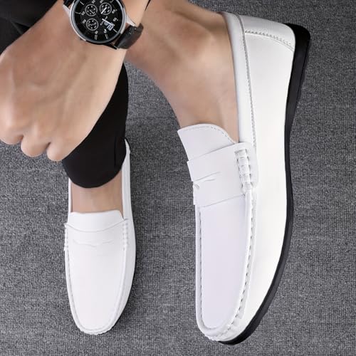 Men's Solid Colour Vintage Slip On Penny Loafer Shoes, Comfy Non Slip Durable Rubber Sole2