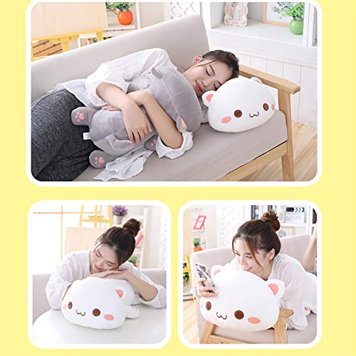 OUKEYI Cute Kitten Plush Toy Stuffed Animal Pet Kitty Soft Anime Cat Plush Pillow, Cat Doll Soft Stuffed Kitten Pillow Doll Toyfor Kids (white)