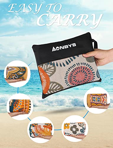 Aonbys Travel Beach Towel, 100% Cotton Super Soft Beach Towel With Travel Bag 34"X71" Quick Dry,Lightweight And Sandproof Pool Towels With Lively Colors For Kids,Men,Women,Boys,Girls (Sunflower) #TOP5