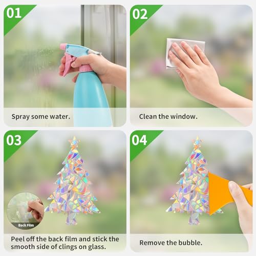 Image of DELLAN 78 PCS Christmas Rainbow Window Clings to Prevent Birds Strikes | Anti-Collision Window Decals, Bird Deflectors Stickers for Glass Windows