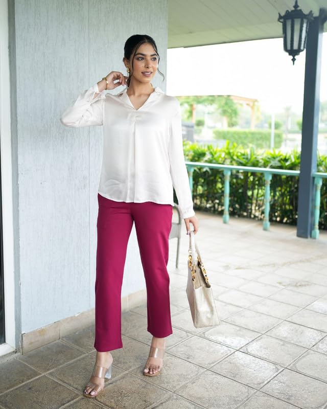 Image of Mlada All Day Cotton Track Pants for Women with 3 Zip Pockets | Regular Fit Mid Rise Track Pants with Stretchable Elastic Waist and Interlock Seams to Prevent Chafing