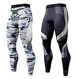 OEBLD Compression Pants Men UV Blocking Running Tights 1 or 2 Pack Gym Yoga Leggings for Athletic...