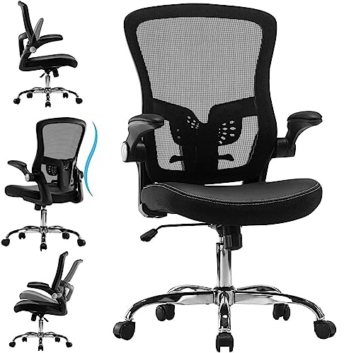 Mesh Office Chair Ergonomic -Adjustable Height, Desk Chair with Wheels Mesh Computer Desk Chair with Flip-up Arms PU Leather Task Chair 300lbs Mesh Office Chair Ergonomic -Adjustable Height, Desk Chair with Wheels Mesh Computer Desk Chair with Flip-up Arms PU Leather Task Chair 300lbs