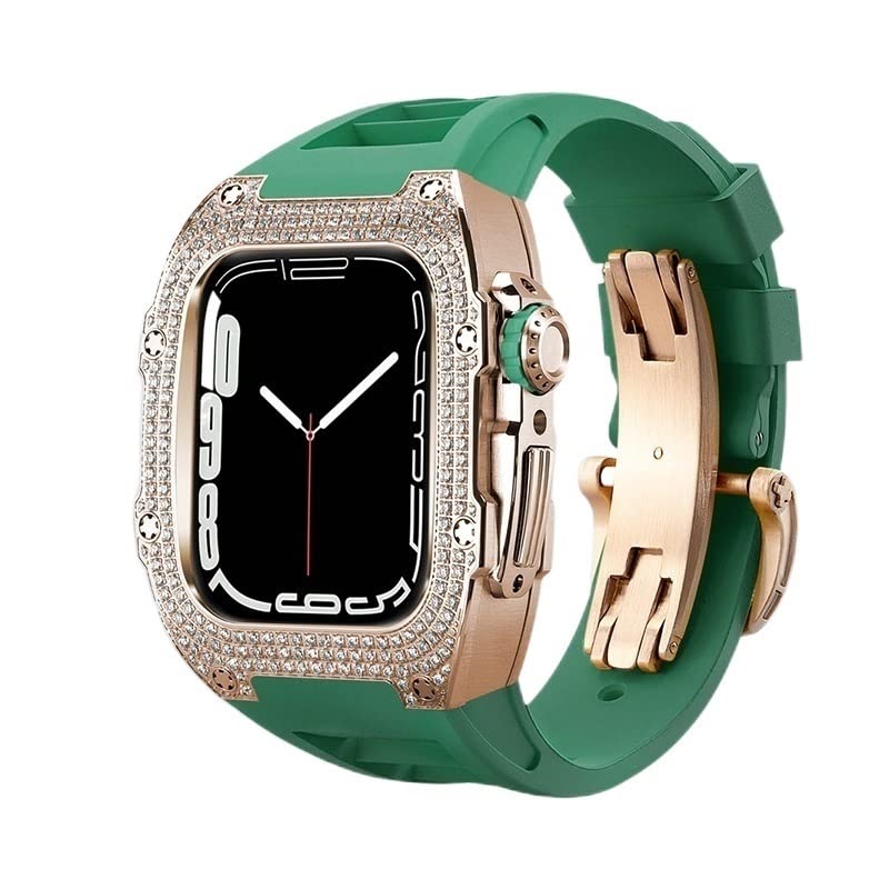 Modification kit Apple Watch Série 7 45mm boîtier acier et bracelet iWatch 44mm