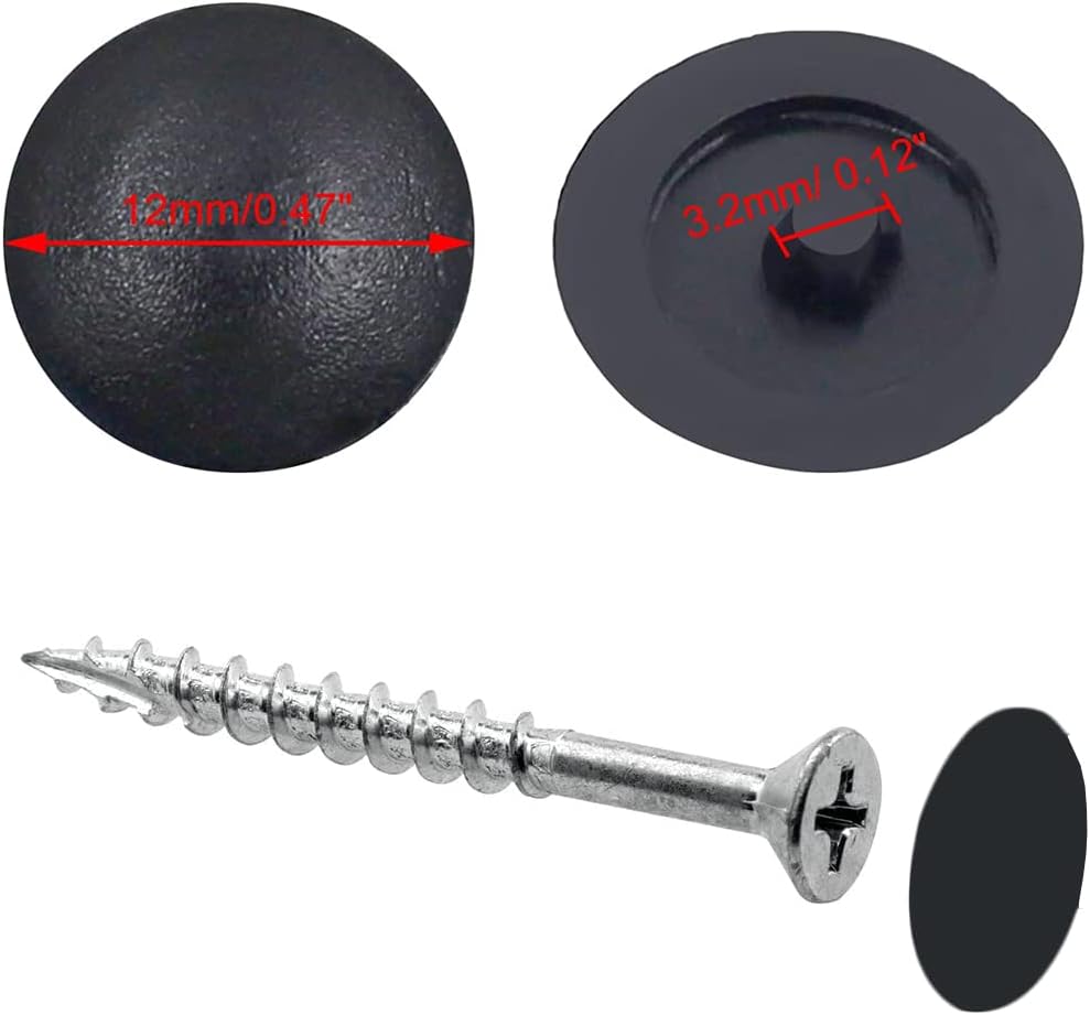 100pcs Screw Caps Black Covers, Self-Tapping Waterproof Screw Cap Cover for Phillips Screws, Suitable for Wall mounting Photo Frame Decoration Kitchen Cabinet wardrobes Home Furniture (254)