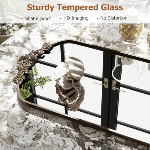 Koonmi Espejo de pie vintage de longitud completa, 52x163 cm, espejo de cuerpo entero a prueba de roturas con hermoso proceso de grabado retro para dormitorio, pasillo, estilo vintage - imagen 5