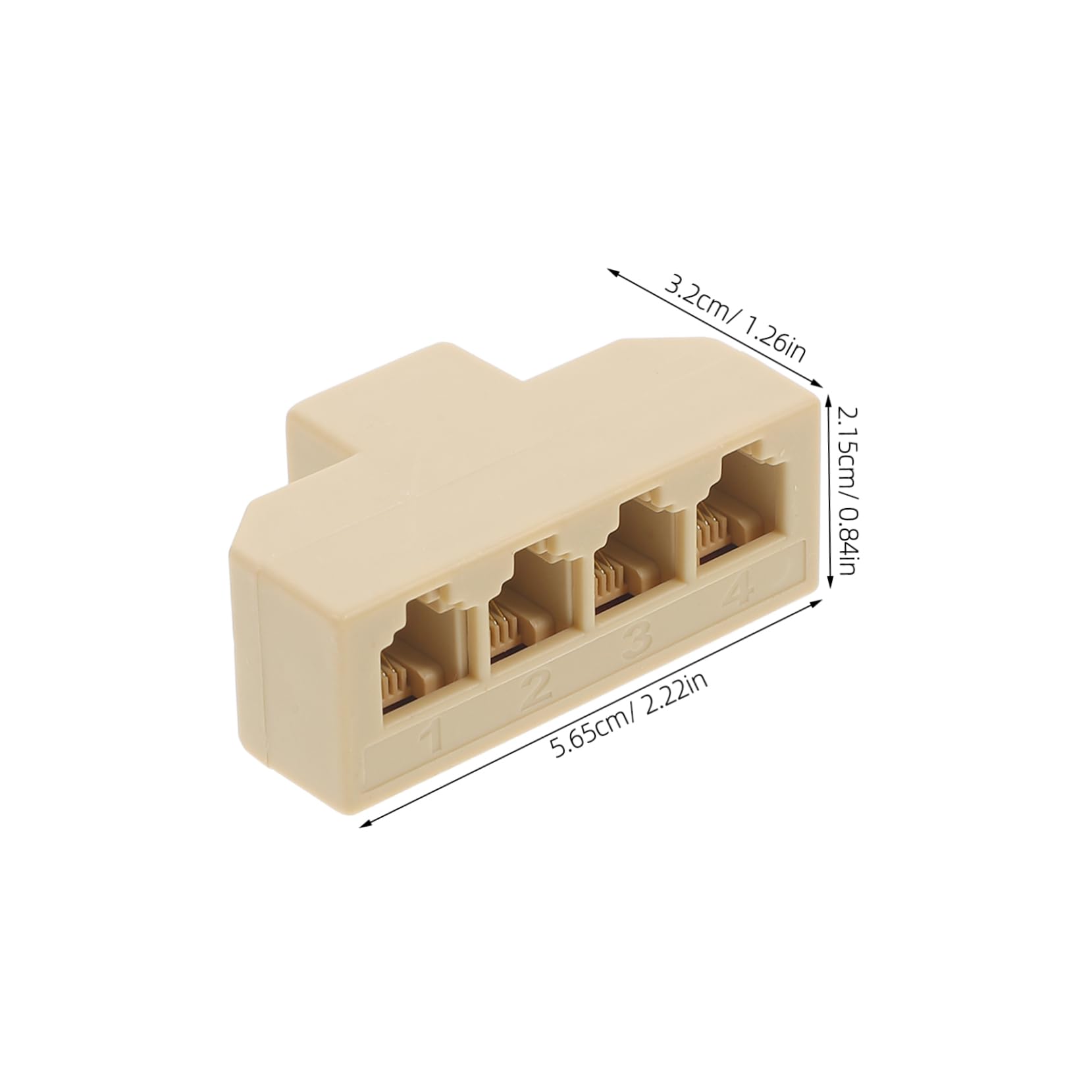 KICHOUSE 6p4c Landline Line Splitter Four-Way Phone Splitter Adapter Abs Telephone Adapter Minimalist Design Simple Installation