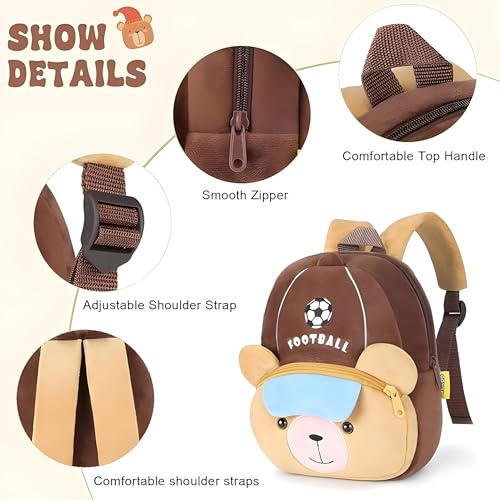 Image of Delicado Cute Small Toddler Kids Preschool Backpack Football design open yes Nursery Preschool Playschool School Picnic Travelling Bag for Baby Boy Girl (Age 2-5 Years)